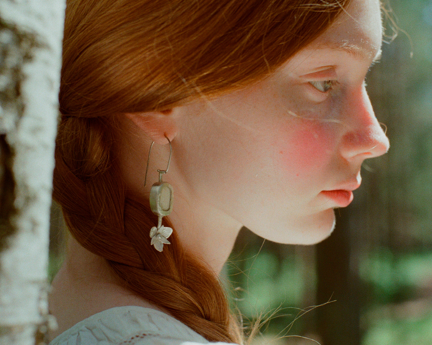 Asymmetrical Sterling Silver Earrings with Upcycled Vintage Porcelain and Pearl Detail