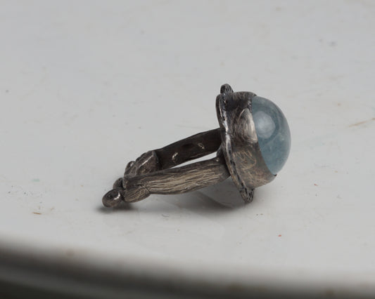 Mist-Bound Aquamarine Silver Ring