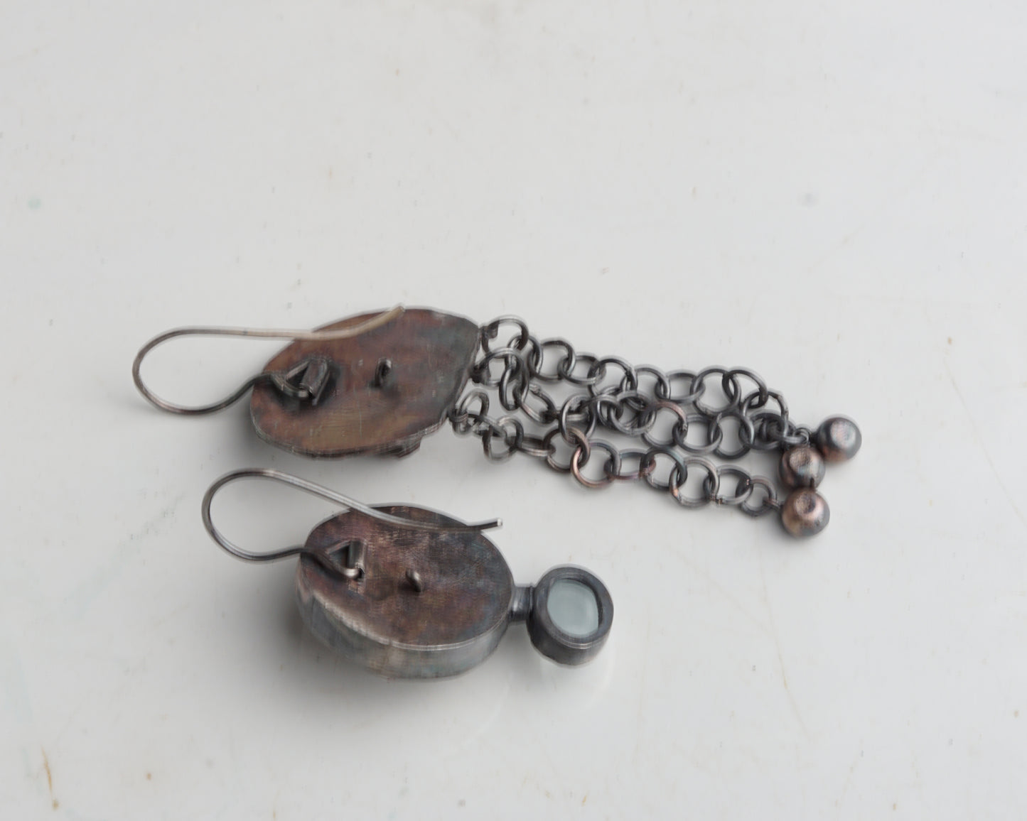 Archaic aquamarine and ruby earrings