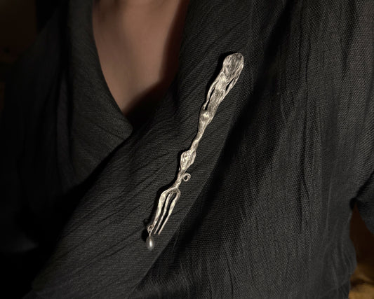 Oyster Fork Silver Brooch
