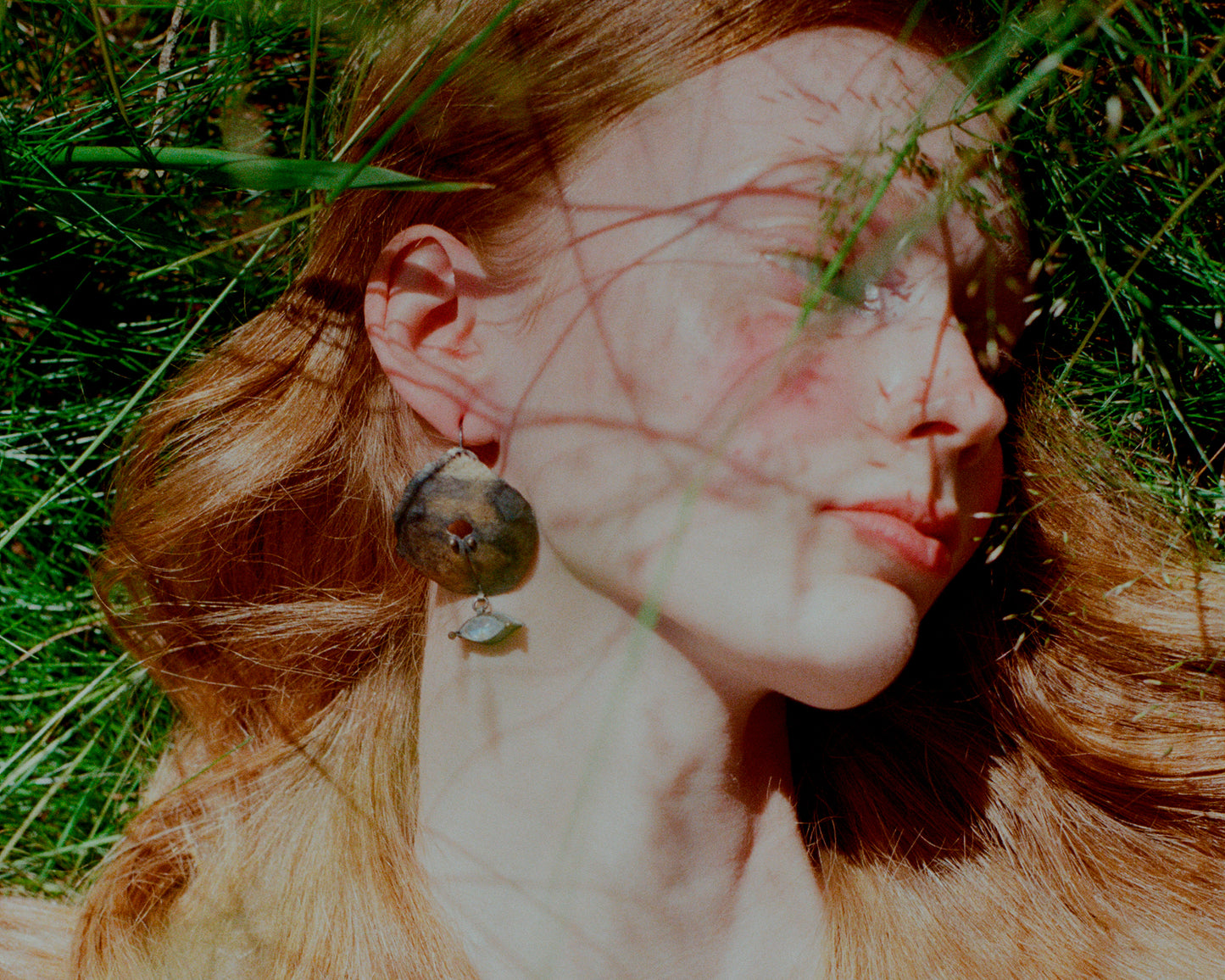 Hand-Forged Oxidized Silver Earrings with Moonstone and Gold Plating
