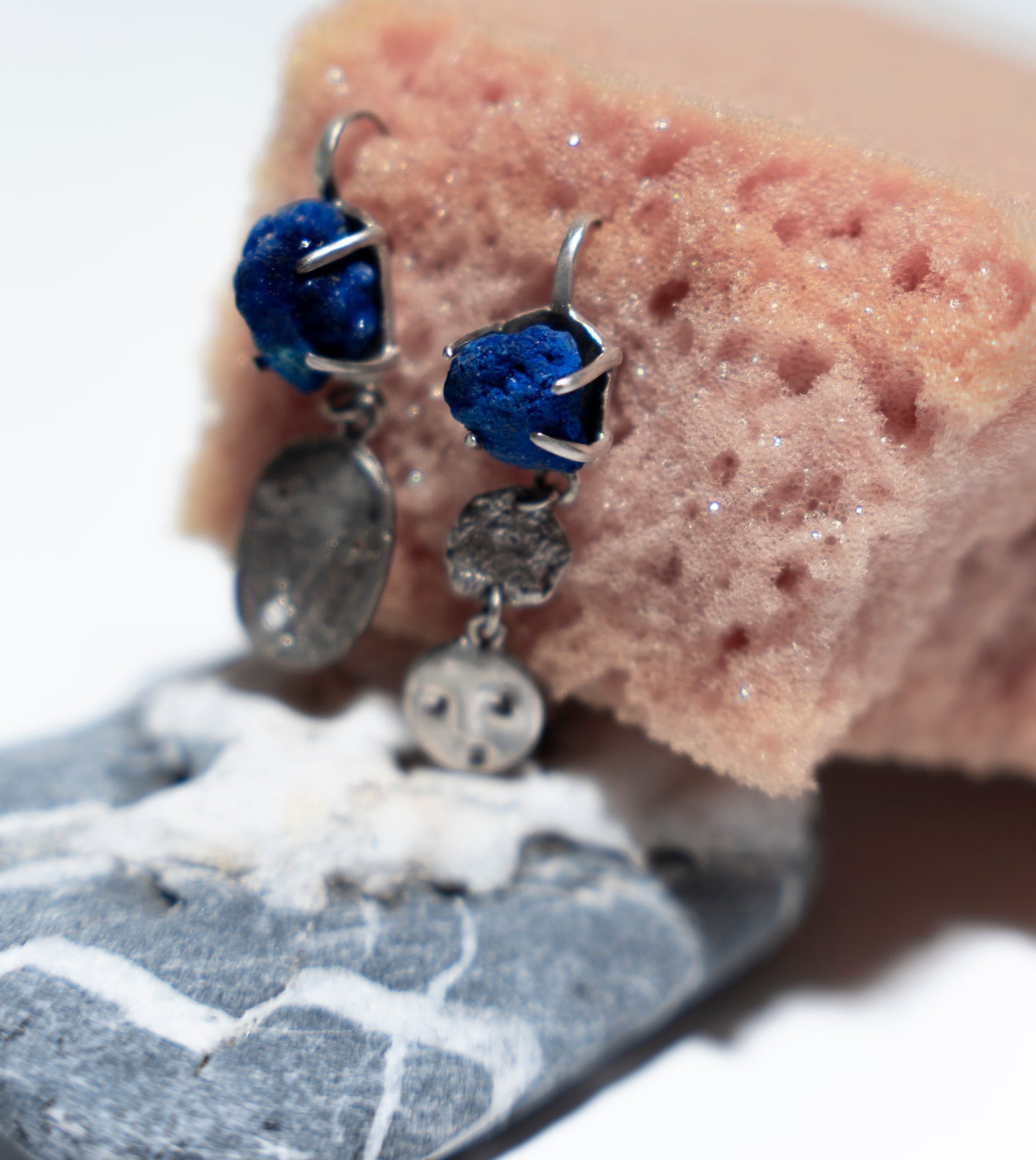 Boucles d'oreilles en pierre d'azurite