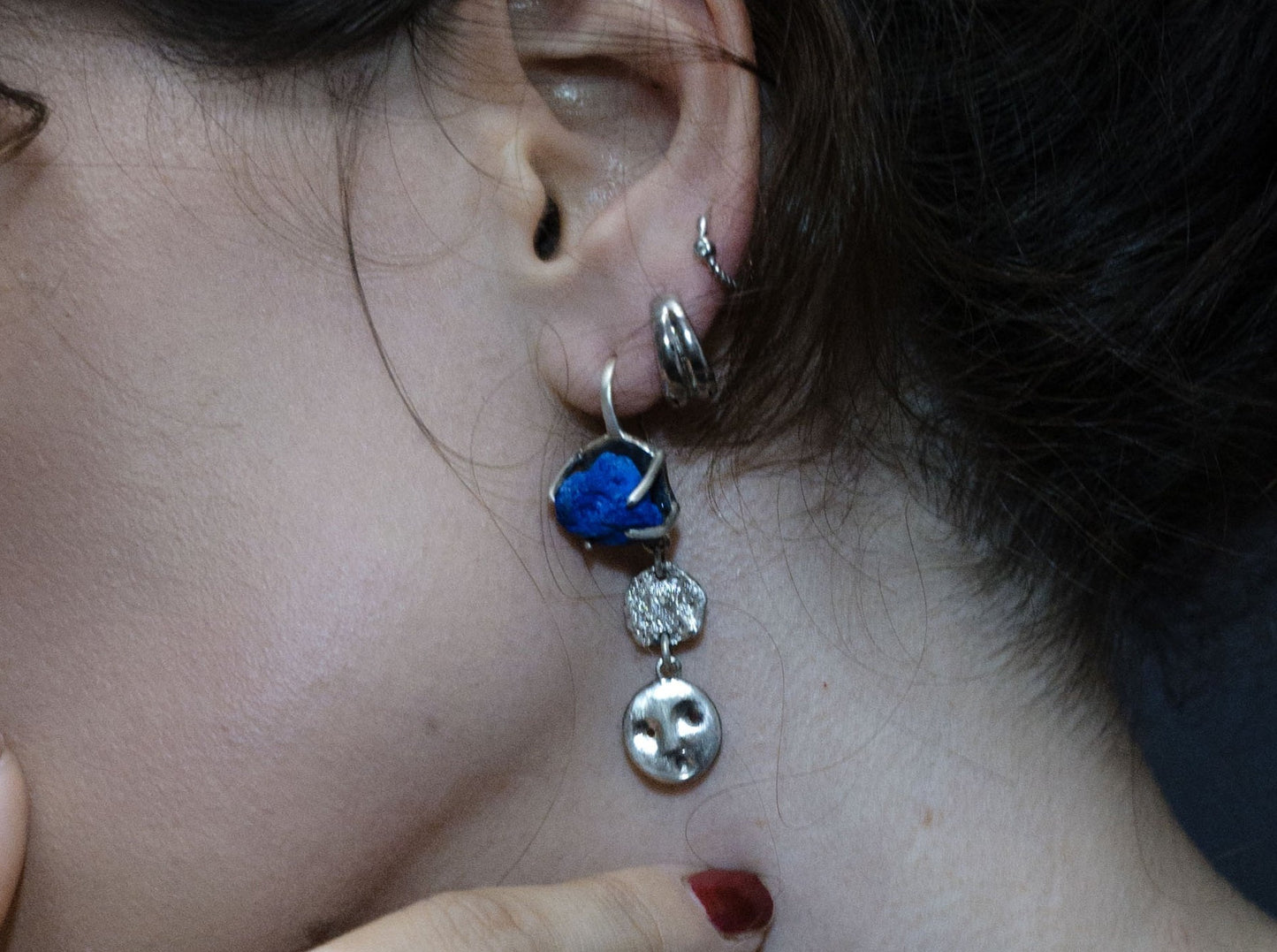 Boucles d'oreilles en pierre d'azurite