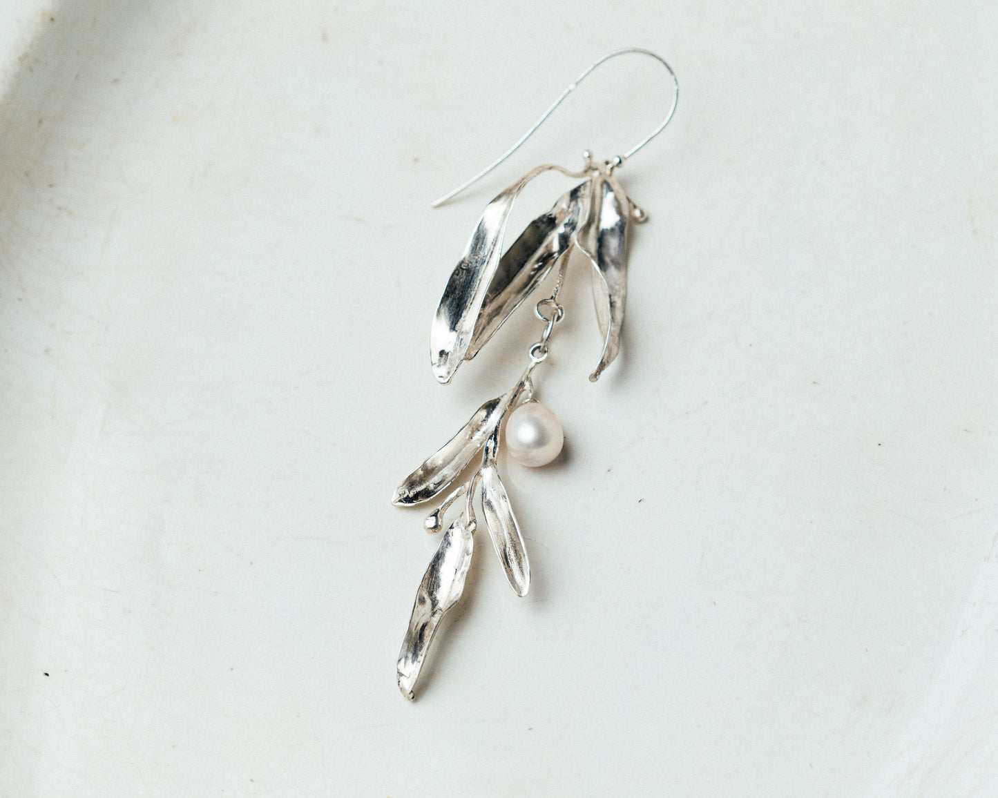 Boucle d'oreille Perle d'Argent Olive Branch