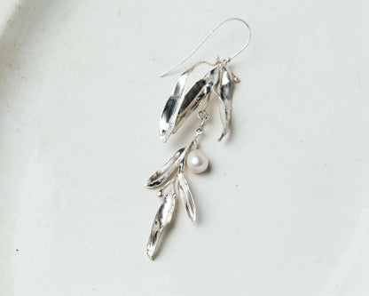 Boucle d'oreille Perle d'Argent Olive Branch