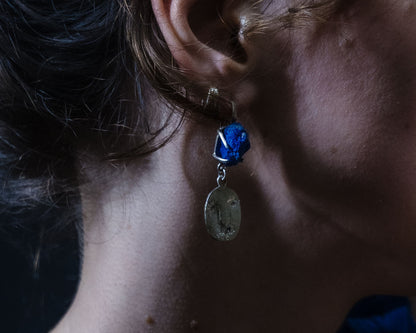 Boucles d'oreilles en pierre d'azurite