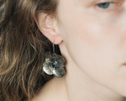 Boucles d'oreilles en argent sterling et agate mousse florale