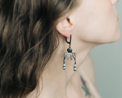 Boucles d'oreilles Ange avec pendentifs en perle de rivière