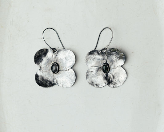 Boucles d'oreilles en argent sterling et agate mousse florale