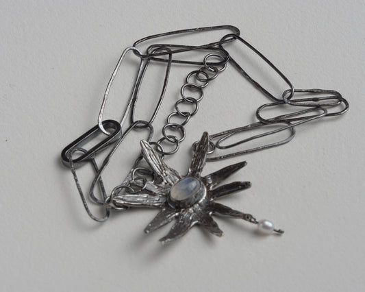 Sterling Silver Moonstone Star Necklace
