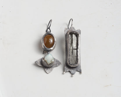 Mismatched Window & Flower Earrings