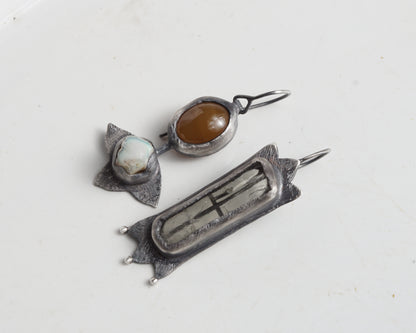 Mismatched Window & Flower Earrings