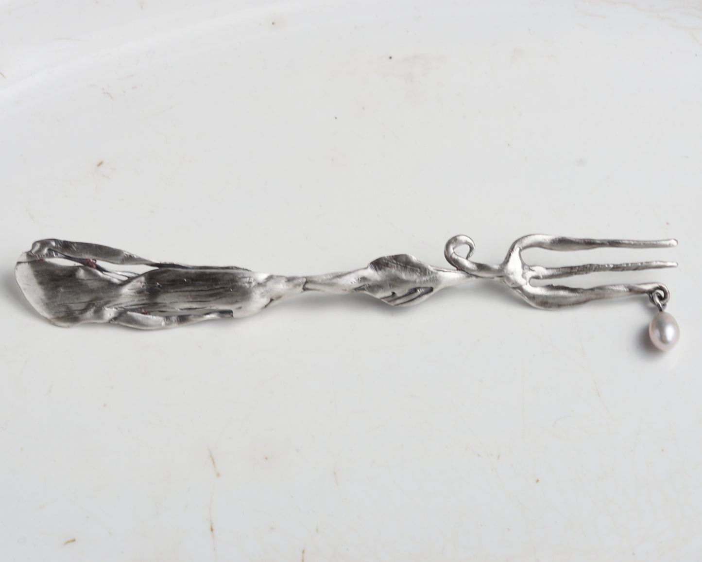 Oyster Fork Silver Brooch