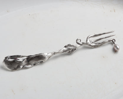 Oyster Fork Silver Brooch