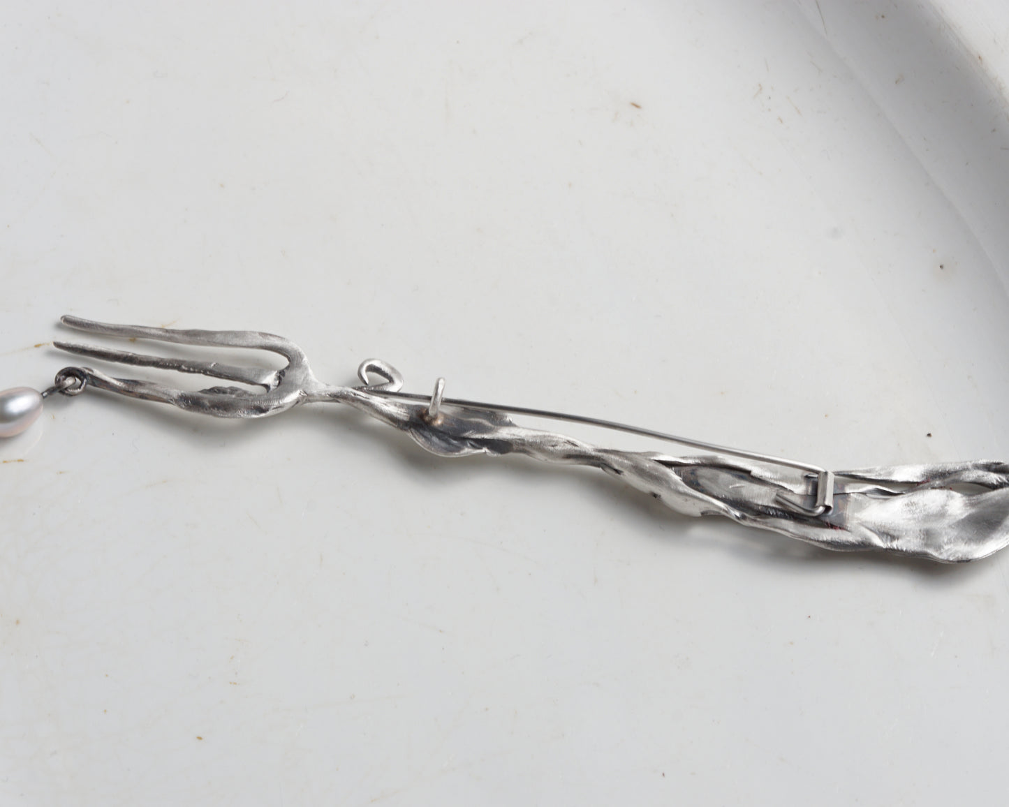 Oyster Fork Silver Brooch