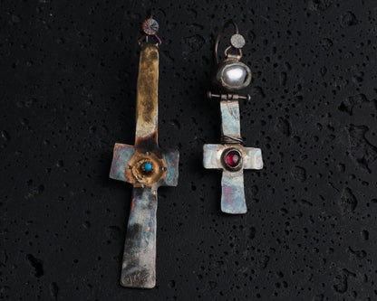 Gilded Relic Cross Earrings