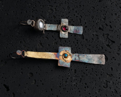 Gilded Relic Cross Earrings