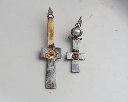 Gilded Relic Cross Earrings