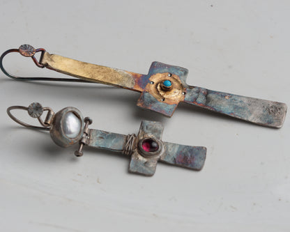 Gilded Relic Cross Earrings