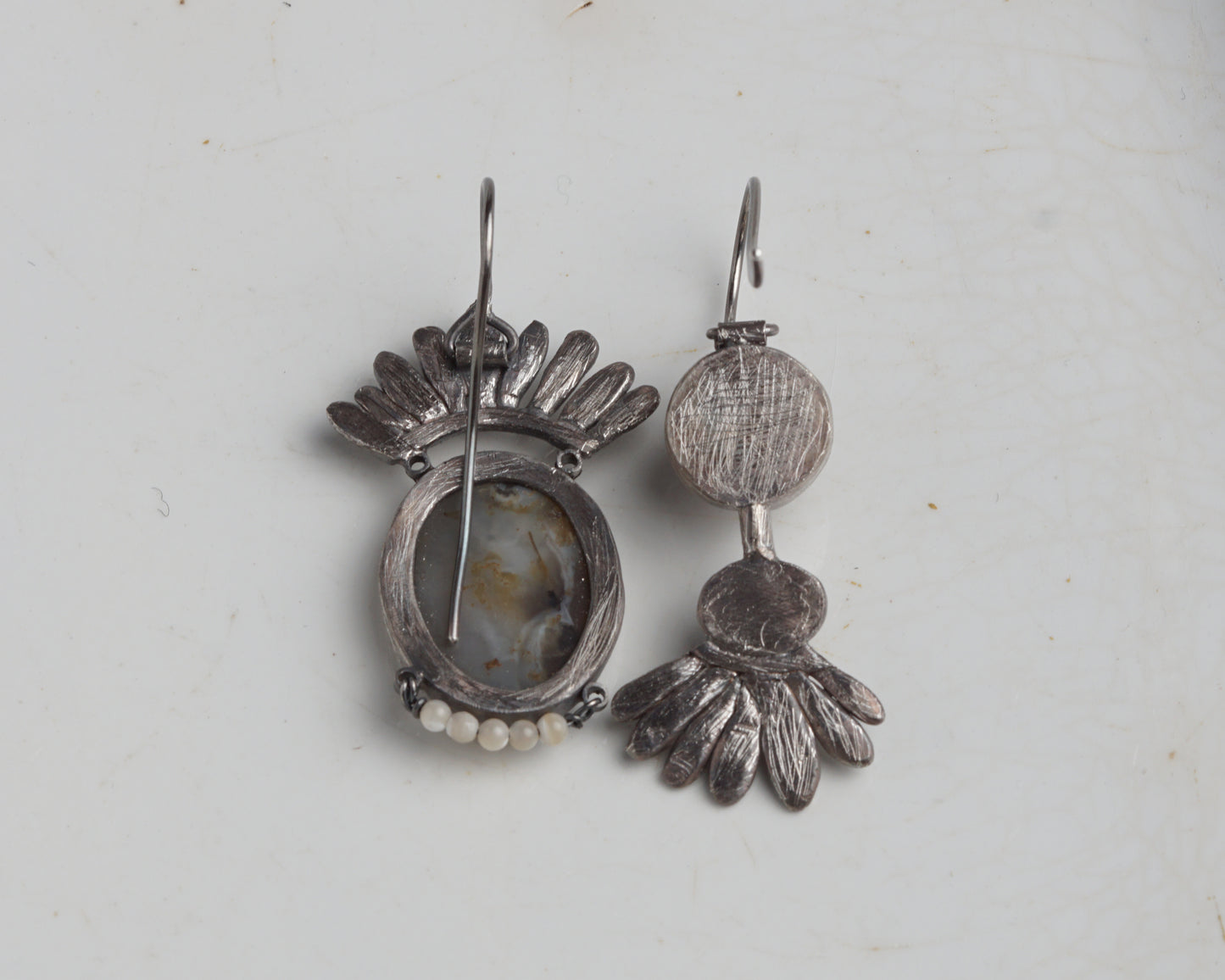 Dendritic Agate Mismatched Earrings