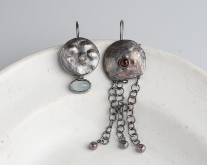 Archaic aquamarine and ruby earrings