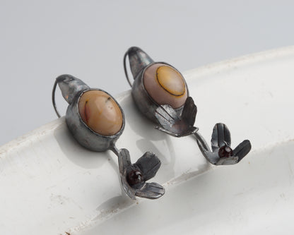 Mookaite Flora Silver Earrings