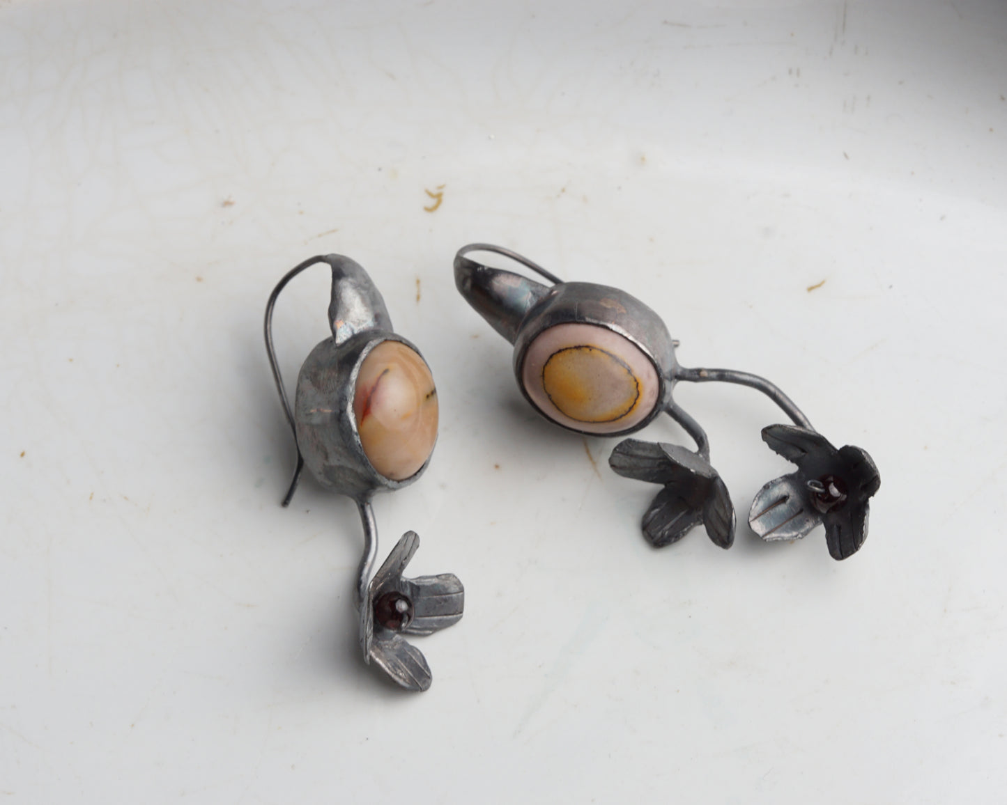 Mookaite Flora Silver Earrings