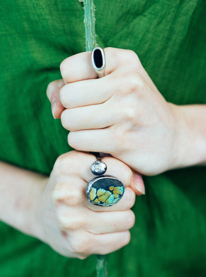 Bague en Calcite Turquoise et Argent