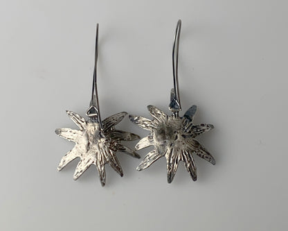 Silver Starburst Peridot Earrings