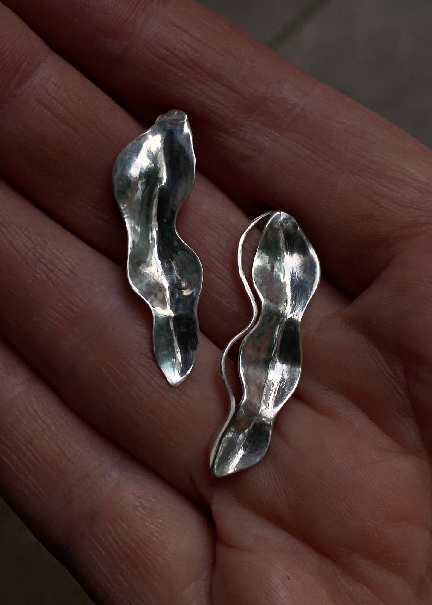 Boucles d'oreilles Feuille d'Argent