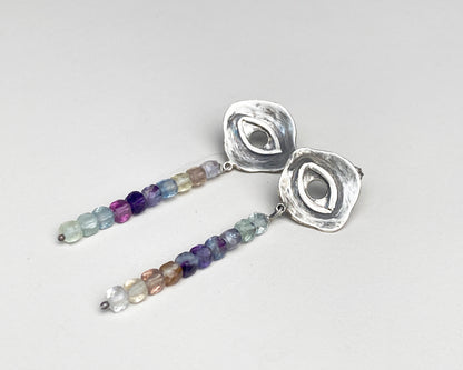 Boucles d'oreilles en argent sterling et fluorite