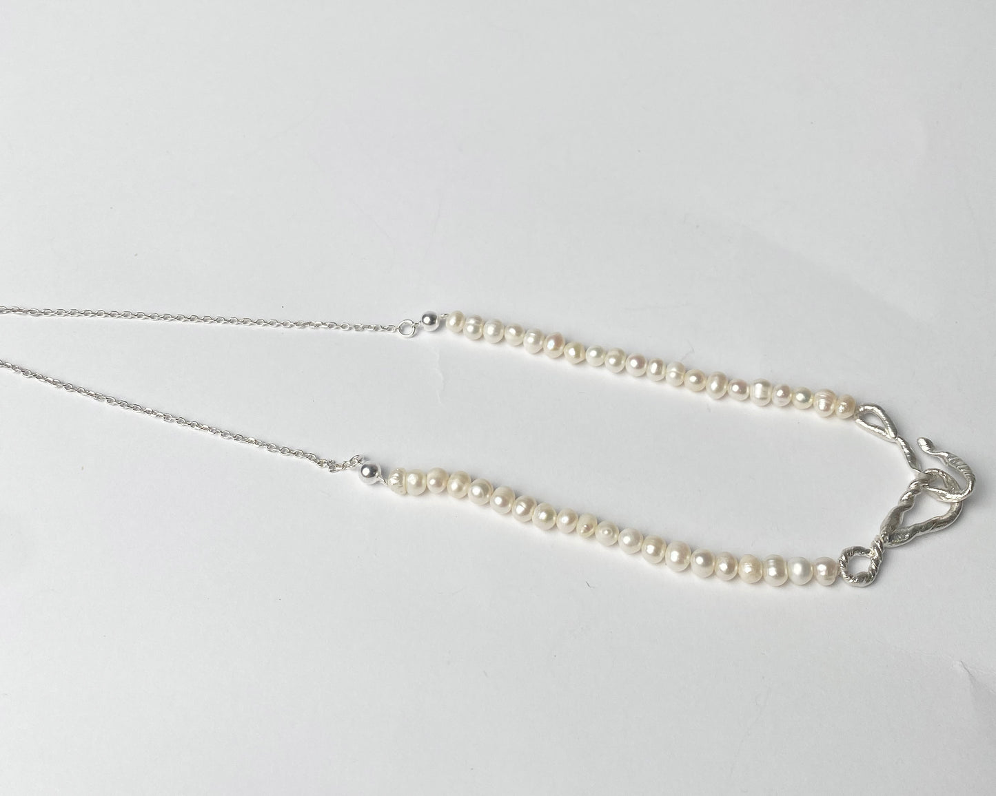 Freshwater Pearl and Sterling Silver Twist Necklace