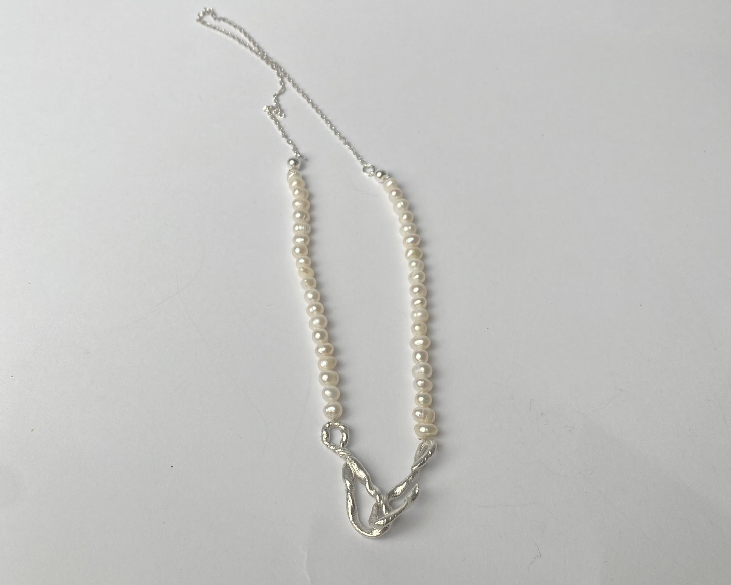 Freshwater Pearl and Sterling Silver Twist Necklace