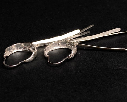 Boucles d'oreilles pendantes en argent texturé intemporelles