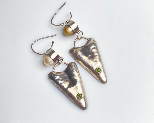 Essence de Perle & Toucher de Jade Boucles d'oreilles en Argent