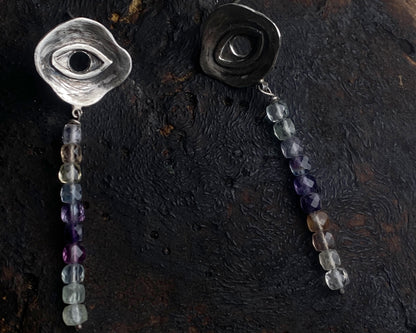 Boucles d'oreilles en argent sterling et fluorite