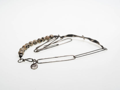 Collier en argent avec jaspe Dalmatien